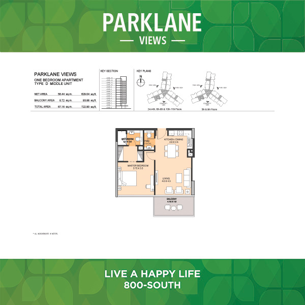 One Bedroom Apartment Type D Middle Unit