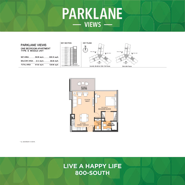 One Bedroom Apartment Type E Middle Unit