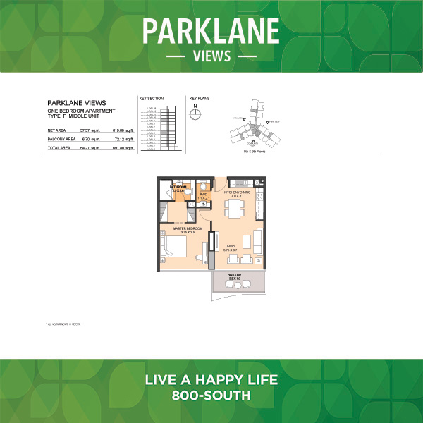 One Bedroom Apartment Type F Middle Unit