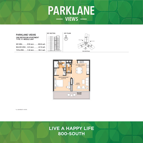 One Bedroom Apartment Type G Middle Unit