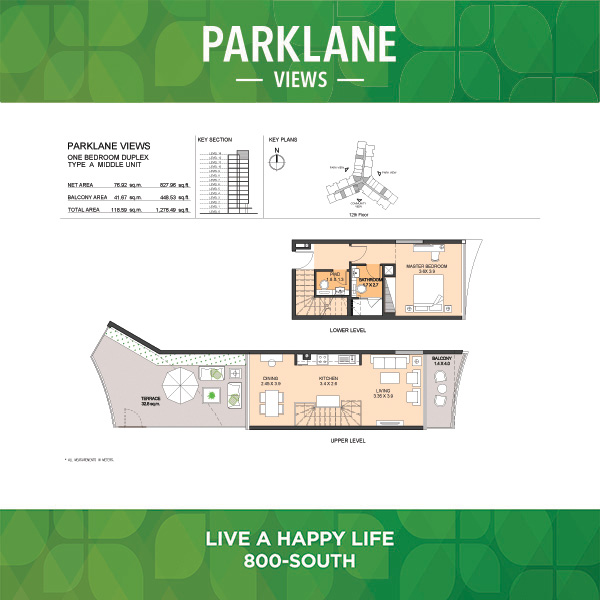 One Bedroom Duplex Type A Middle Unit