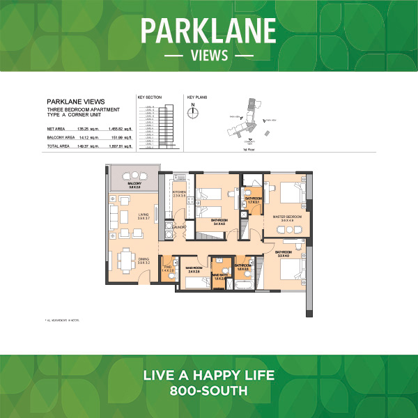 Three Bedroom Apartment Type A Corner Unit