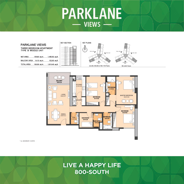 Three Bedroom Apartment Type B Middle Unit