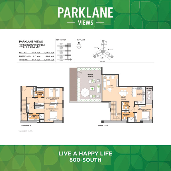 Three Bedroom Duplex Type B Middle Unit