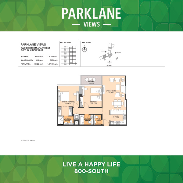 Two Bedroom Apartment Type B Middle Unit