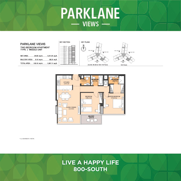 Two Bedroom Apartment Type J Middle Unit