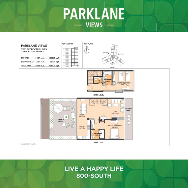 Two Bedroom Duplex Type B Middle Unit