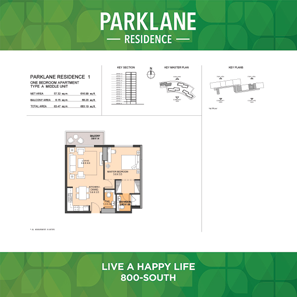 One Bedroom Apartment Type A1 Middle Unit