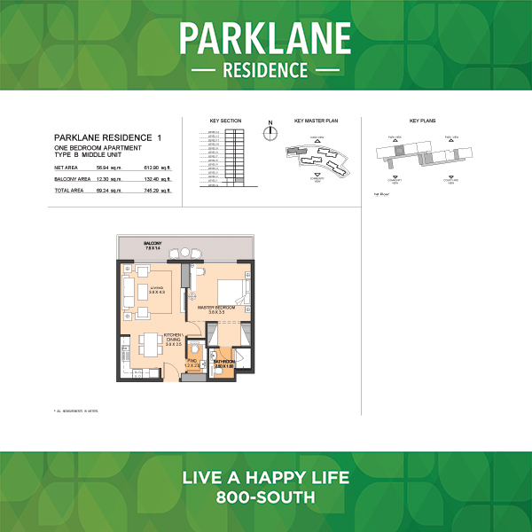 One Bedroom Apartment Type B1 Middle Unit