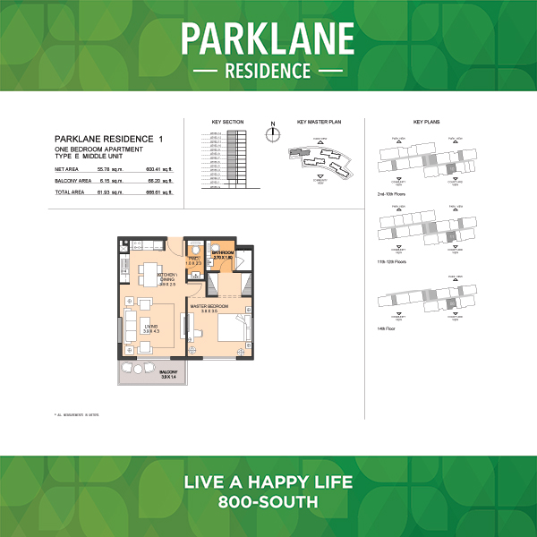 One Bedroom Apartment Type E1 Middle Unit