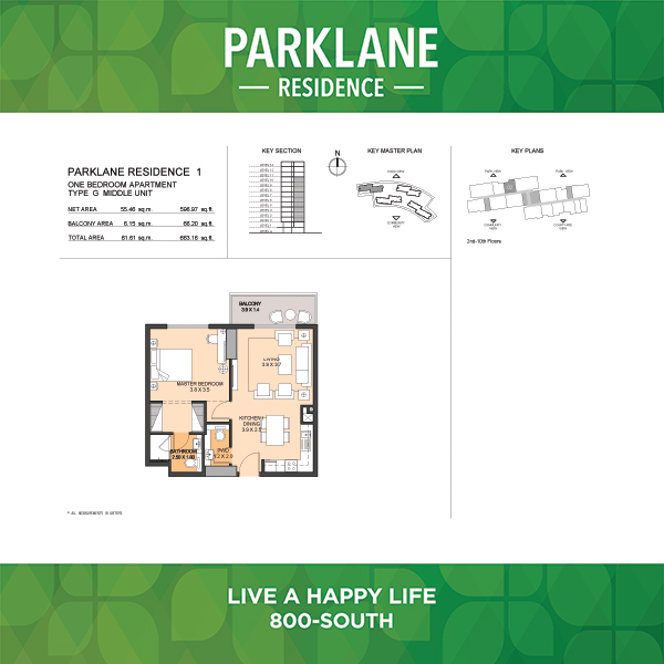 One Bedroom Apartment Type G1 Middle Unit