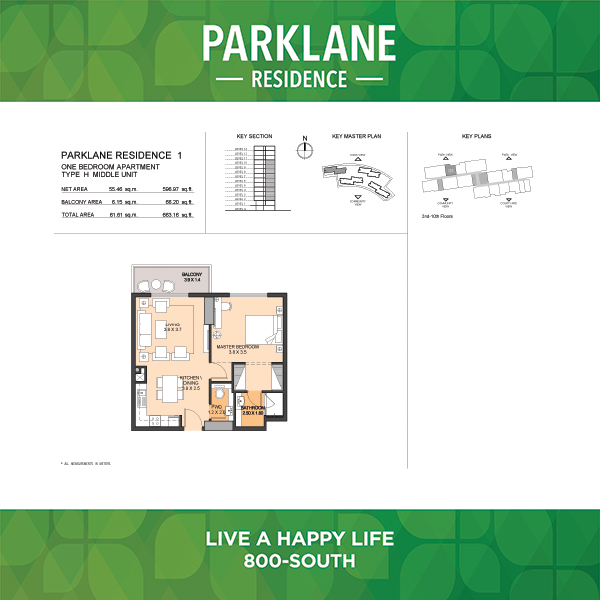 One Bedroom Apartment Type H1 Middle Unit