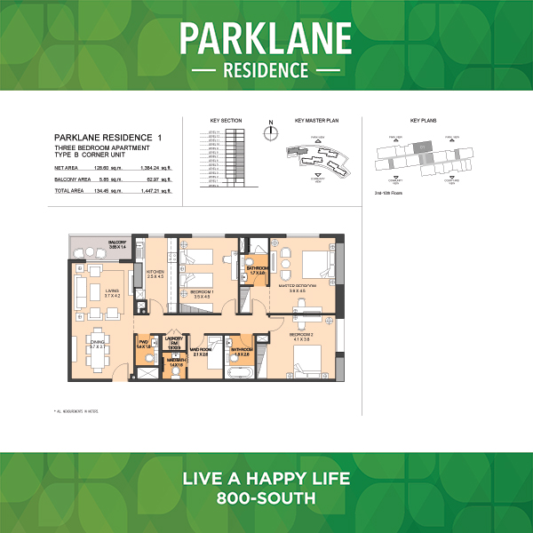 Three Bedroom Apartment Type B1 Corner Unit