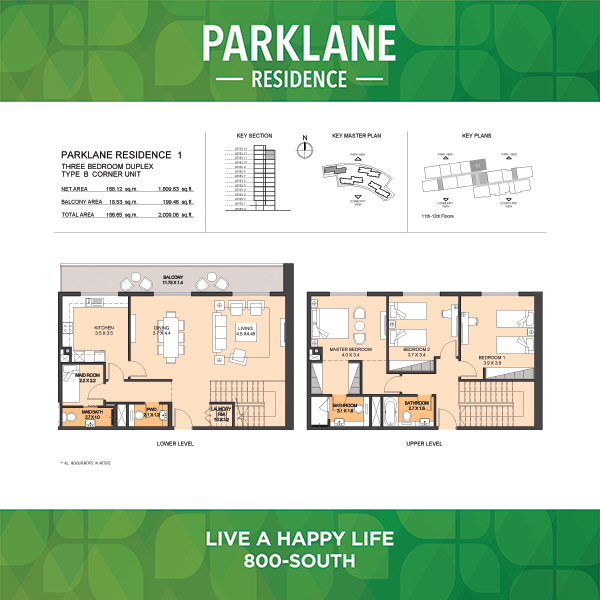 Three Bedroom Duplex Type B1 Corner Unit
