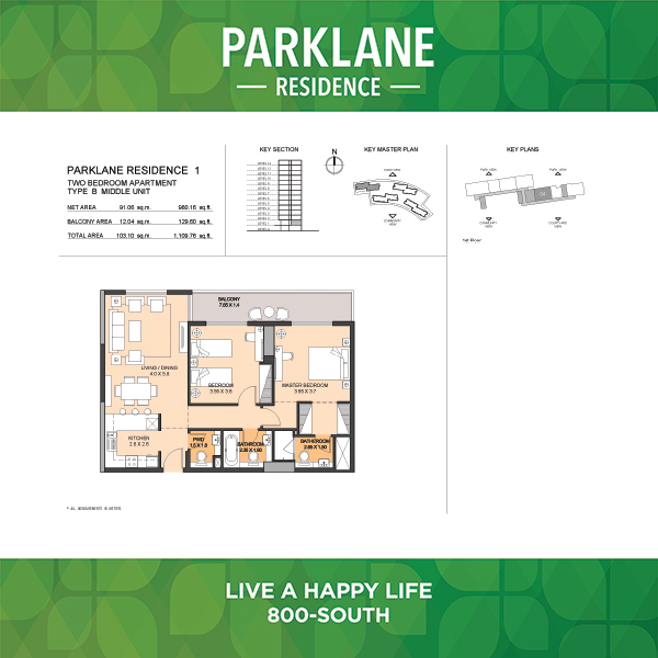 Two Bedroom Apartment Type B1 Middle Unit
