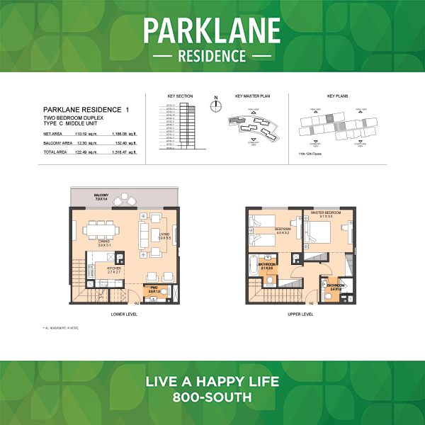 Two Bedroom Duplex Type C1 Middle Unit