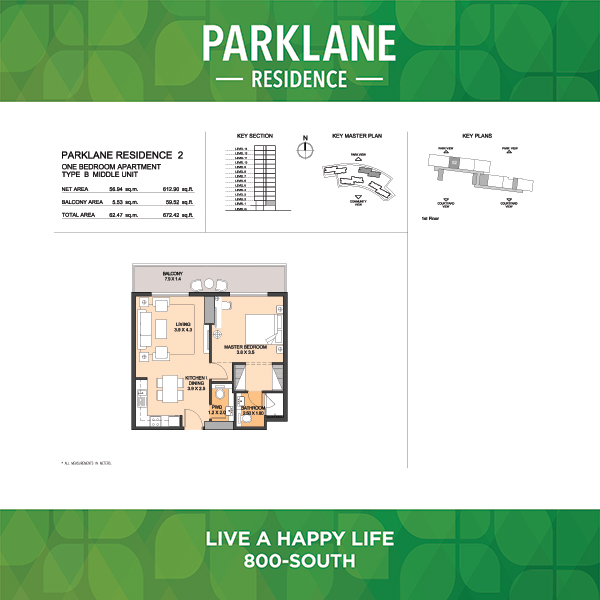 One Bedroom Apartment Type B2 Middle Unit