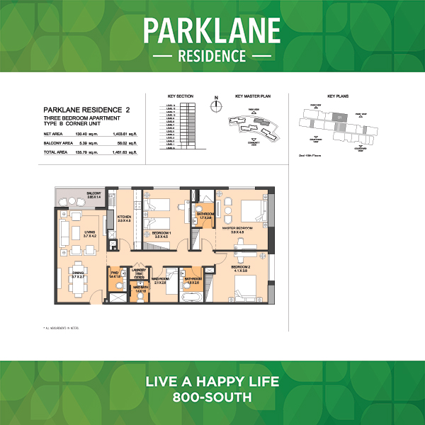 Three Bedroom Apartment Type B2 Corner Unit