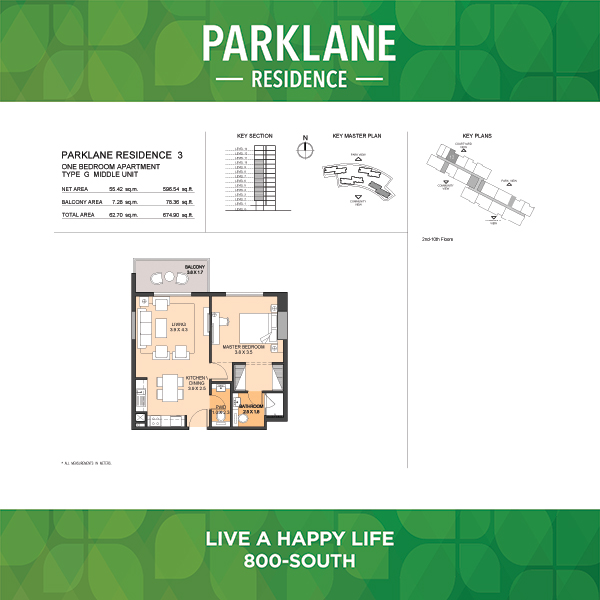 One Bedroom Apartment Type G3 Middle Unit
