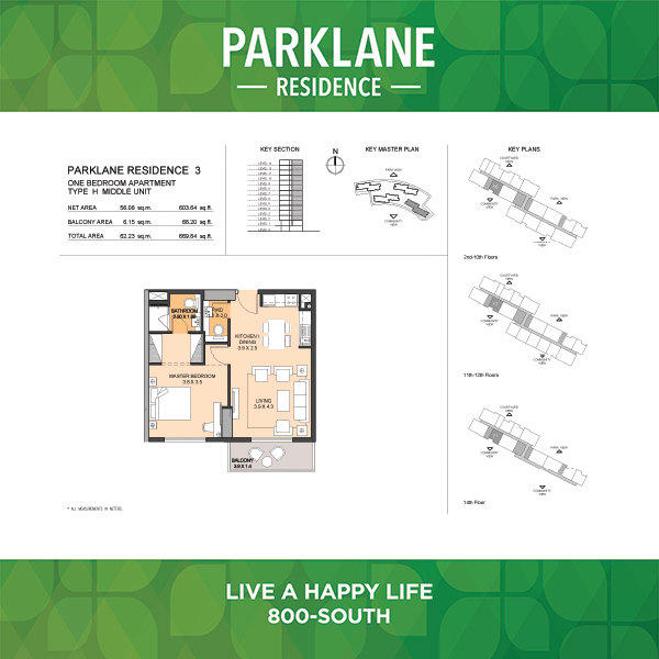 One Bedroom Apartment Type H3 Middle Unit