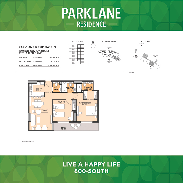 Two Bedroom Apartment Type A3 Middle Unit