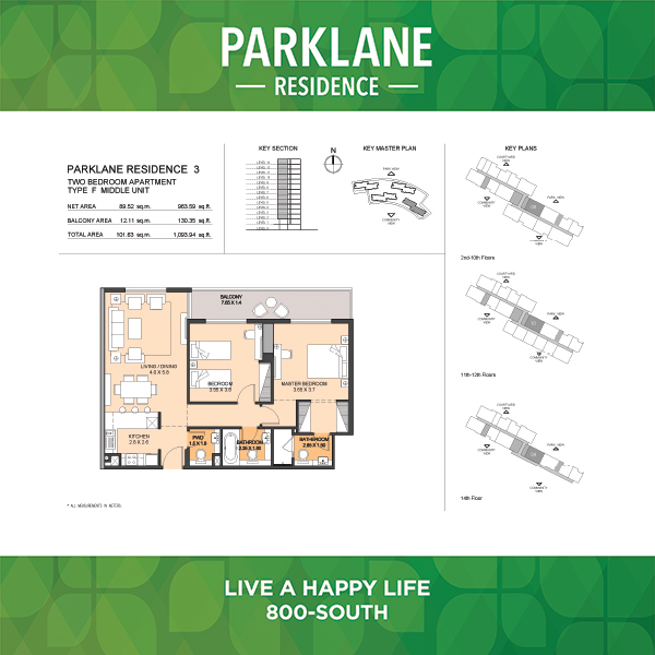 Two Bedroom Apartment Type F3 Middle Unit