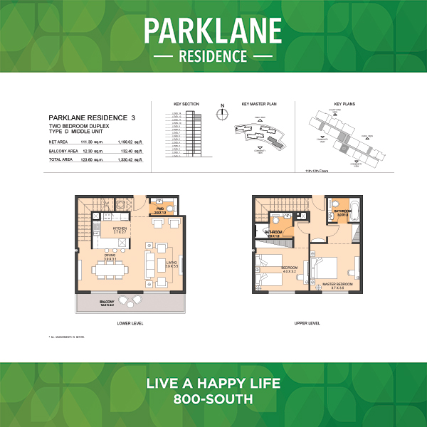 Two Bedroom Duplex Type D3 Middle Unit