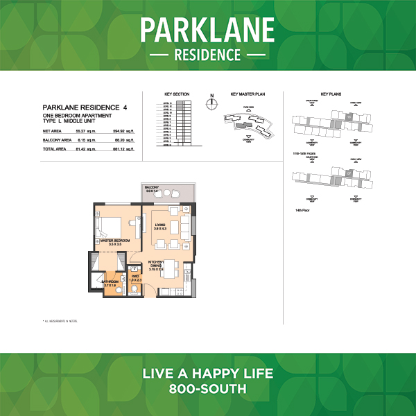 One Bedroom Apartment Type L4 Middle Unit