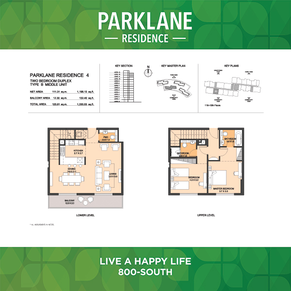 Two Bedroom Duplex Type B4 Middle Unit